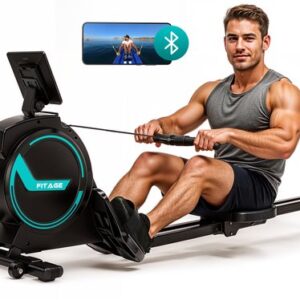 FITAGE Roeitrainer - Roeimachine 16 Weerstandniveaus - Roeiapparaat met Trainingsprogrammas en App - Roeitrainers - Inklapbaar
