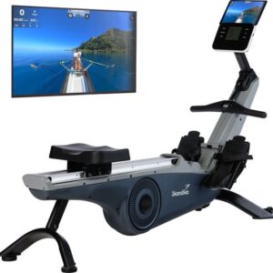 Skandika Freki Roeimachine – Roeitrainers - Roeimachine – Inklapbare roeiapparaat voor thuis– 10-traps magnetische weerstand – 8 kg vliegwielsysteem – Kinomap App Compatible – Max. Gebruikersgewicht 135 kg – Roeimachines – blauw/grijs