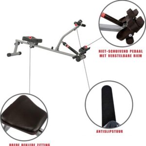 Thuys – Roeitrainer – Hometrainer – Roeimachine – Inclusief Gratis App – Antislip Design – Lederen Bekleding – Zwart