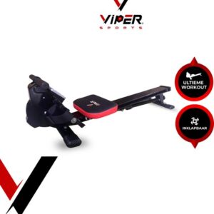 Viper Sports ZeusRow – Roeitrainer – Roeimachine met magnetische weerstand – 40x140x34 cm – Zwart/Rood