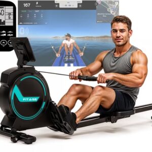 FITAGE Roeitrainer - Roeimachine 16 Weerstandniveaus - Roeiapparaat met Trainingsprogrammas en App - Roeitrainers - Inklapbaar