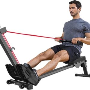 JMZR® Roeitrainer Inklapbaar - Hometrainer - Roeimachine Fitness - Zwart met Rood