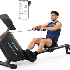 Merach Roeitrainer magnetische weerstand inklapbaar - Met LCD-scherm - 12 Trainingsniveaus - Roeimachine met Elastische Weerstand - Roeiapparaat voor Thuis - Zwart