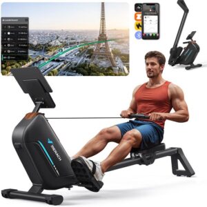 MERACH Roeimachine voor thuis - 16 weerstandsniveaus - Bluetooth-verbinding - Inklapbaar ontwerp - Compatibel met Kinomap - Tablet- en flessenhouder - LCD-display - Stille werking - Snelle montage - Ruimtebesparend - Belastbaar tot 158 kg