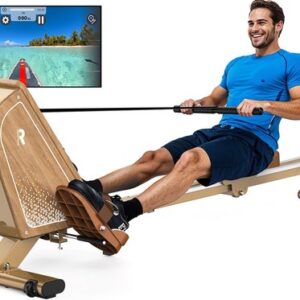 MettleMatic OR3 Roeitoestel voor thuis - magnetisch roeitoestel met bluetooth-monitor - 16 weerstandsniveaus - compact roeitoestel met 150 kg gewichtscapaciteit - verticale opslag