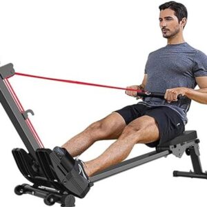 Roeitrainer Inklapbaar - Hometrainer - Roeimachine Fitness - Zwart en Rood