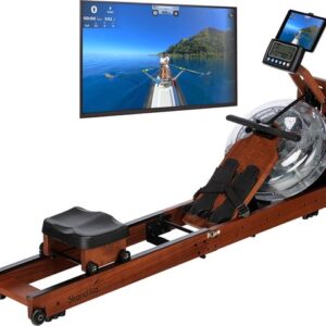 Skandika Nytta Water Roeimachine – Houten roeimachine – Inklapbare roeiapparaat – 45° tank - Roeitrainer fitness voor thuis, met waterweerstand, opvouwbaar – Kinomap App Compatible – Max. Gebruikersgewicht 150 kg. – Roeimachines - hout
