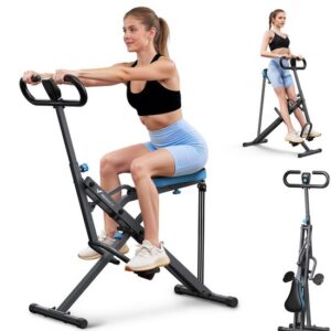 MERACH Fitnessapparaat - Paardrijstype - Verstelbare weerstand - Opvouwbaar - Maximaal gewicht 160 kg - LCD-scherm - Voor buik/benen/rug - Grijs
