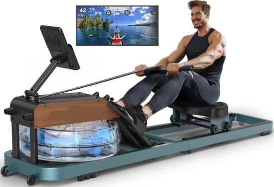 Water Roeimachine - Roeimachine - Magnetische Roeitrainer - Roeiapparaat - Opvouwbare - met Bluetooth Monitor - van Massief Hout - Ergonomisch Zitvlak - Max 160kg - 14L Watertank - Met Tablet Houder - Voor Thuisgebruik - Blauw
