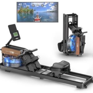 Waterroeimachine – Roeitrainer – Indoor Rower – Fitnessapparaat – Trainingsmachine – Robuust IJzeren Frame – 6 Instelbare Waterweerstanden – Zwart