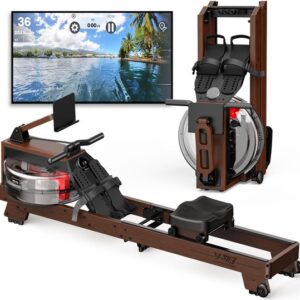 Waterroeimachine – Roeitrainer – Rower – Fitnessapparaat – Homegym – Houten Frame – Waterweerstand – Draaggewicht 175 kg