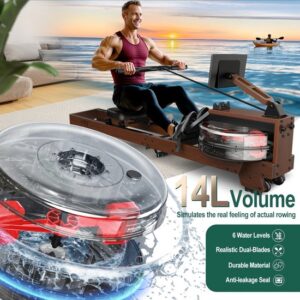 Roeimachine – Waterroeier – Fitnessroeier – Homegym Roeimachine – Indoor Roeitrainer – Massief Eikenhout – Inklapbaar & Waterweerstand – Geschikt Voor 1,2m Tot 2m & Max 175 kg