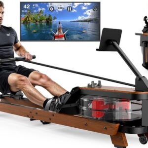 MettleMatic Roeimachine - Houten Roeimachine met Waterweerstand, Vouwdbaar met Bluetooth - Monitor en Tablet - Houder, Maximum Laadvermogen 180 kg