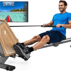 MettleMatic OR3 Roeitoestel voor Thuis - Magnetisch Roeitoestel met Bluetooth-Monitor - 16 Weerstandsniveaus - Compact - 150 kg Gewichtscapaciteit - Verticale Opslag