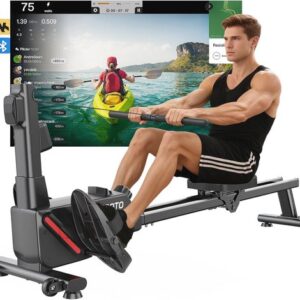 Roeitrainer voor Thuis - 16 Weerstandsniveaus, Ultrastille Magnetische Roeimachine, Dubbele Rails voor Extra Stabiliteit, Compact en Eenvoudig te Monteren