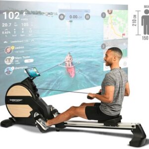 Christopeit Roeitrainer opklapbaar - LED - 32 weerstandsstanden - 150kg + 210cm - Vico zwart