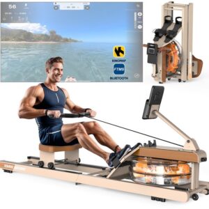 Roeimachine voor Thuis – Waterroeimachine – Vouwbare Roeitrainer – Fitnessapparaat – Roeimachine Water – Voorzien van Verstelbare Tablet Houder – Draagvermogen 160 kg