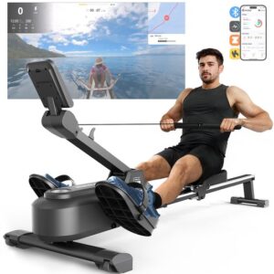 MERACH 2025 roeimachine voor thuis - Roeitrainer met 16-staps magnetisch systeem - Haai-ontwerp - LCD-monitor - Stil magnetisch remsysteem - Exclusieve app en spellen - Compatibel met Kinomap - Eenvoudige montage - Geschikt voor full-body training