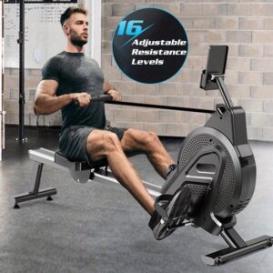 Magnetische Roeimachine – Roeitrainer – Fitness Roeier – Indoor Roeimachine – Home Gym Roeimachine – 16 Verstelbare Weerstandsniveaus – Fluisterstil Aluminium Glidebaan