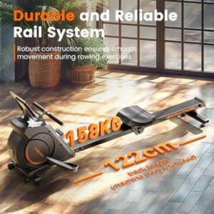 Roeimachine voor thuissportschool - Magnetische roeimachine met 16 niveaus stille weerstand en 350 lbs gewichtscapaciteit
