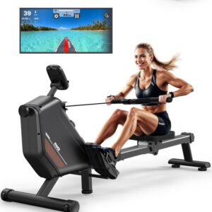 MettleMatic Roeimachine - 300 Newton 16 - niveaus Magnetische Weerstand, Bluetooth & 165 kg Laadvermogen