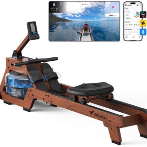 MERACH Waterweerstand roeimachine voor thuis - Roeitrainers met ergonomisch zitje - Professionele Bluetooth-monitor met tablet-houder - Ideaal voor full-body training - Stille werking en realistisch watergevoel - Geschikt voor alle fitnessniveaus