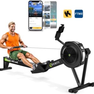 Roeimachine – Roeitrainer – Roeiapparaat – Fitness Roeimachine – Air Resistance Rowing Machine – 10 Weerstandsniveaus – Draadloos Smart Display – Inklapbaar – Max 160 kg Belastbaar