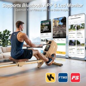 Luxe Magnetische Roeimachine voor Thuis – 16 Weerstandsniveaus, Bluetooth & LCD-scherm – Full-Body Workout Roeiapparaat tot 150 kg – Stil, Compact & Verticaal Opvouwbaar – App-Compatibel met Kinomap & FitShow