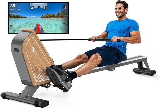 MettleMatic OR3 Roeitoestel voor Thuis - Magnetisch Roeitoestel met Bluetooth-Monitor - 16 Weerstandsniveaus - Compact - 150 kg Gewichtscapaciteit - Verticale Opslag