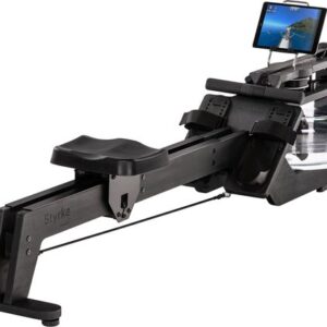 Skandika waterroeier Styrke Premium - Made in Germany, roeimachine water van hout, Kinomap app-functie, roeitrainer voor thuis, essen uit Duitsland, rood gekleurd geolied, tot 180 kg