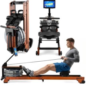 Gymtek® Roeitrainer Inklapbaar - Roeimachine - Roeiapparaat - Waterweerstand - 6 Weerstandniveaus - tot 120 kg - Bluetooth - Kinomap