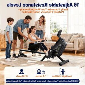 Roeitrainer – Roeimachine – Roeiapparaat – Fitnessapparaat – Trainingsmachine – Magnetisch Weerstandssysteem 16 Niveaus – Inklapbaar Met Max. 160 kg Draagkracht