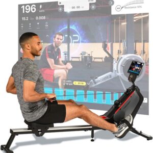 Christopeit roeitrainer voor thuis RW 1000 – magnetisch remsysteem, 8 weerstandsniveaus, Bluetooth, app-compatibel, LCD-display, opvouwbaar en ruimtebesparend, hometrainer voor volledige lichaamstraining, tot 120 kg