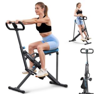MERACH Fitnessapparaat - Paardrijstype - Verstelbare weerstand - Opvouwbaar - Maximaal gewicht 160 kg - LCD-scherm - Voor buik/benen/rug - Grijs