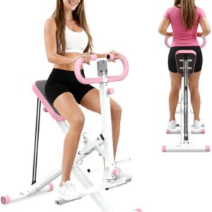 BLOSSOM Roeitrainers - Krachtstations - Verstelbare weerstand - Opvouwbaar - LCD-scherm - Buikspiertrainer - Maximaal gewicht 118 kg - Voor buik/benen/rug - Roze