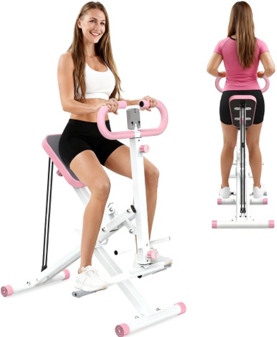 BLOSSOM Roeitrainers - Krachtstations - Verstelbare weerstand - Opvouwbaar - LCD-scherm - Buikspiertrainer - Maximaal gewicht 118 kg - Voor buik/benen/rug - Roze