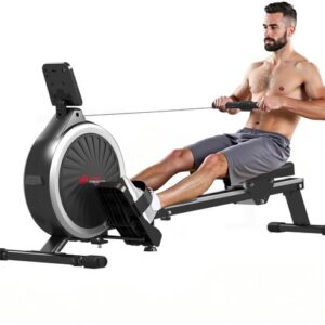 DIMICO - Roeimachine fitness - Roeitrainers - Cardio roeiapparaat voor thuis - Zilver/zwart - 16 weerstandsniveaus - Max.150KG