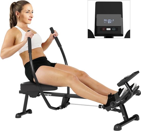 Roeimachine met 12 Weerstandsniveaus en LCD-Scherm voor Krachttraining