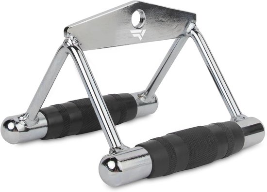 Roeistang Kabelgreep - Handgreep Fitness - Gerichte Rugtraining - Ergonomische Handgrepen - 14x11x14 cm - Zilver
