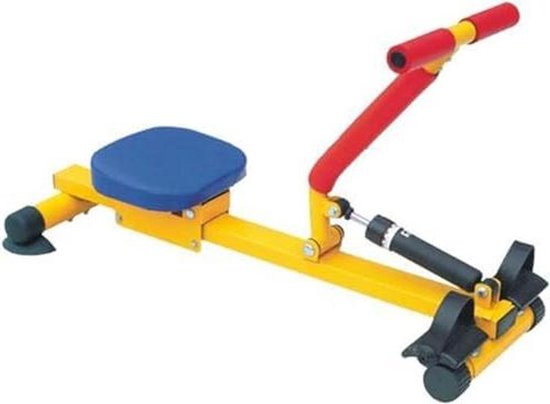 Roeitrainer Kinderen - Fitnessapparaat Kinderen - Spierontwikkeling Kinderen - Hydraulische Weerstand - 90 cm Hoog - Geel