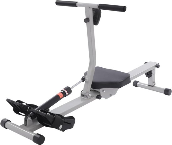 Roeitoestel - Hometrainer Fitnessapparaat - Full Body Workout - 12 Weerstandsniveaus - 30 x 125 cm - Zwart Grijs