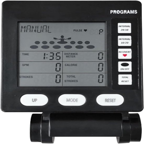 Roeisnelheidsmeter - Teller Monitor - Thuis Fitness - Draadloze Verbinding - 123x126mm - Zwart