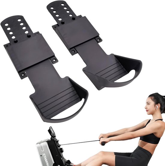 Roeimachine Pedalen - Universele Vervanging - Indoor Fitness - Lichtgewicht ABS Materiaal - 31x10cm Pedaal - Zwart
