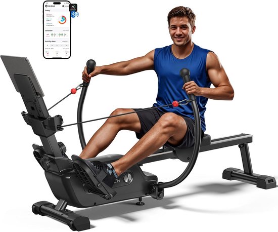 Roeitoestel Thuis - Indoor Trainer - Full Body Training - Dubbele Peddel Design - 104x45.5x44.5 CM - Zwart