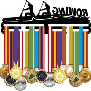 Medaille Houder Roeien - Medailles Display - Sport Prestaties Tonen - Roeithemadesign - 40 x 15 cm - Zwart
