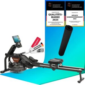 Roeitrainer Garda met waterweerstand – verhoogde zitting – Bluetooth – 120 kg incl. vloerbeschermingsmat