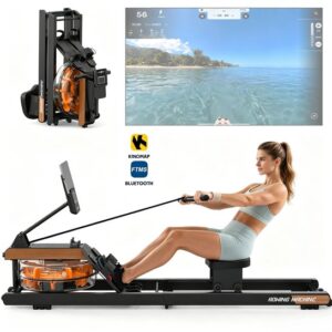 Archi Waterroeimachine voor Thuis – Fitness - Opvouwbaar - Met Bluetooth Monitor en Tablethouder – Cardio Fitnessapparaat - Zwart