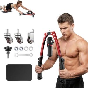 Schoudertrainer met Rollen - Armspier Trainer - Kracht Opbouwen - Hydraulische Weerstand - 22-440 LBS - Rood