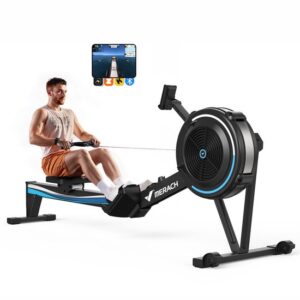 MERACH Roeimachine met verstelbare luchtweerstand - Professionele indoor Inklapbaar roeitrainer - Bluetooth LCD-display - Ergonomisch zitje - Prestatiemeter en verstelbare tablet-houder - Geschikt voor thuis fitness en cardio - Belastbaar tot 158kg