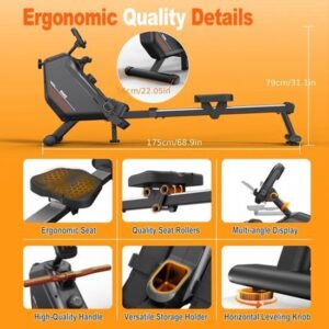 Roeimachine – Roeitrainer – Fitnessapparaat – Workoutmachine – Hometrainer – Inklapbaar Design – 16 Weerstanden Tot 300 Newton – Draagvermogen 150 kg